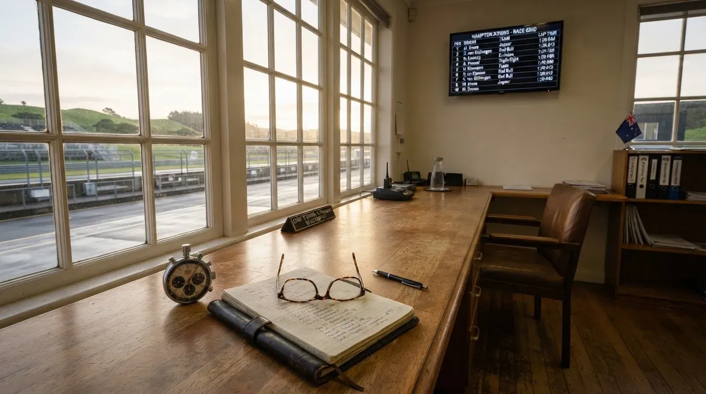 An empty courtroom with wooden benches in morning light